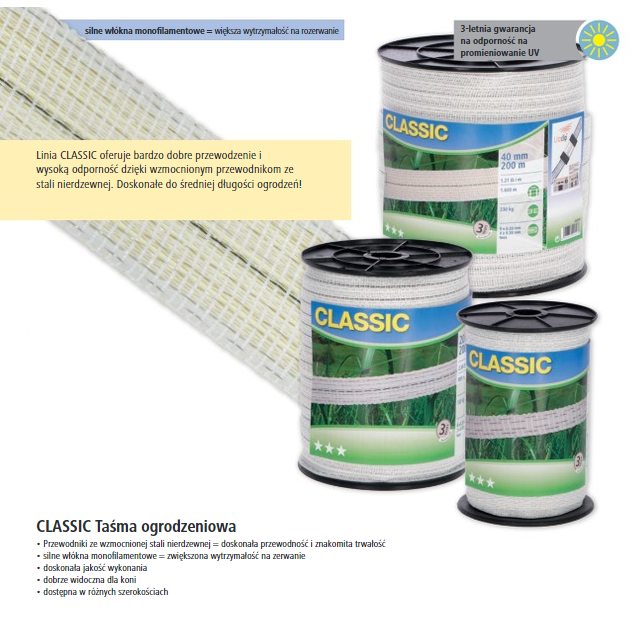 Taśma ogrodzeniowa Classic biała 40mm/200m - obrazek 4