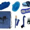 Zestaw w plecaku do pielęgnacji konia niebieski 8-elementów