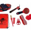 Zestaw w plecaku do pielęgnacji konia czerwony 8-elementów