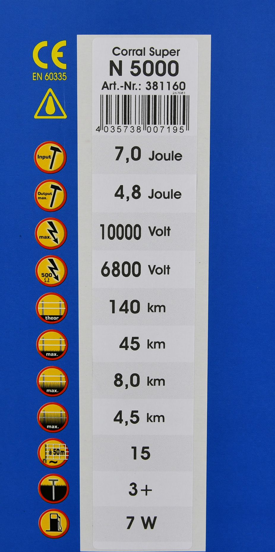 Elektryzator sieciowy Corral N5000 7,0J - obrazek 4