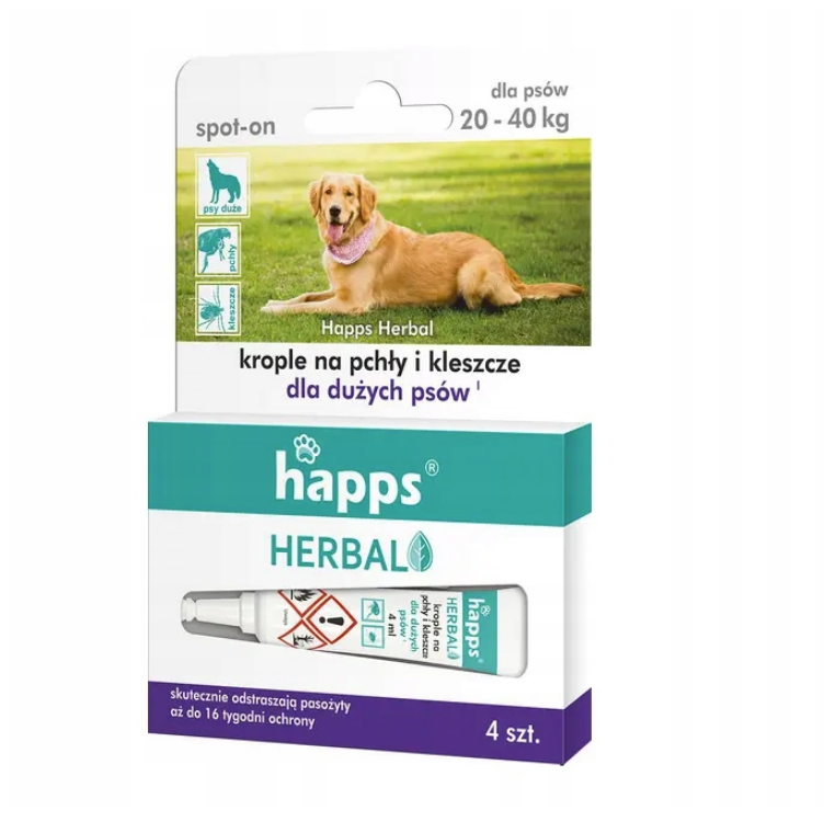 Krople Herbal na pchły i kleszcze dla dużych psów, 20-40kg