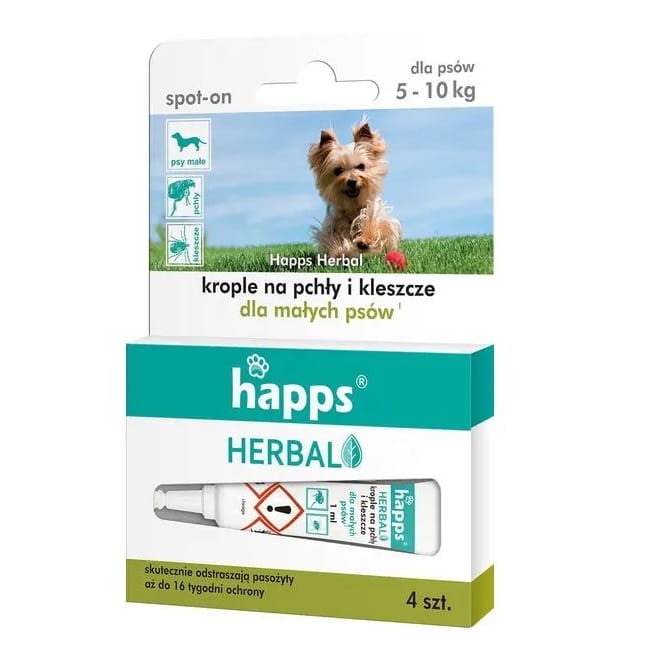 Krople Herbal na pchły i kleszcze dla małych psów, 5 - 10kg