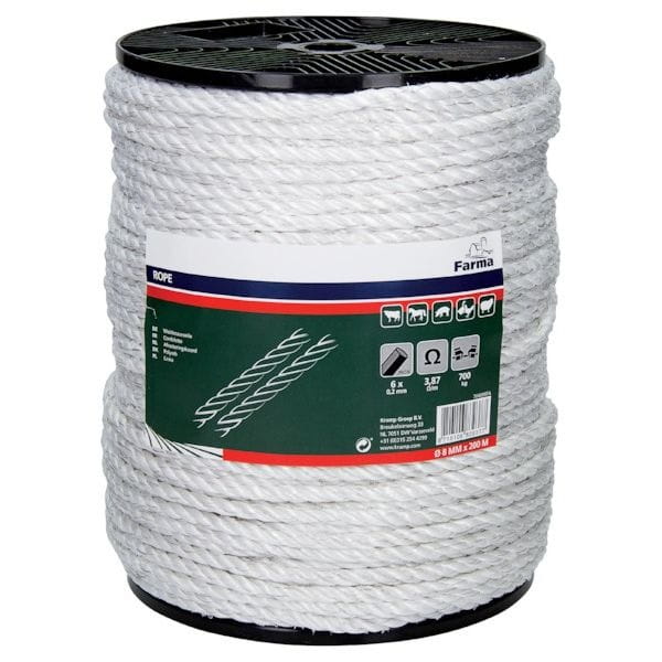 Linka, lina 8mm 200m biała super oporność - obrazek 2