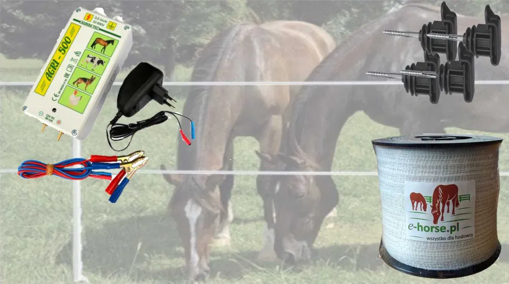 Zestaw ogrodzenia elektrycznego na konia AGRI-500