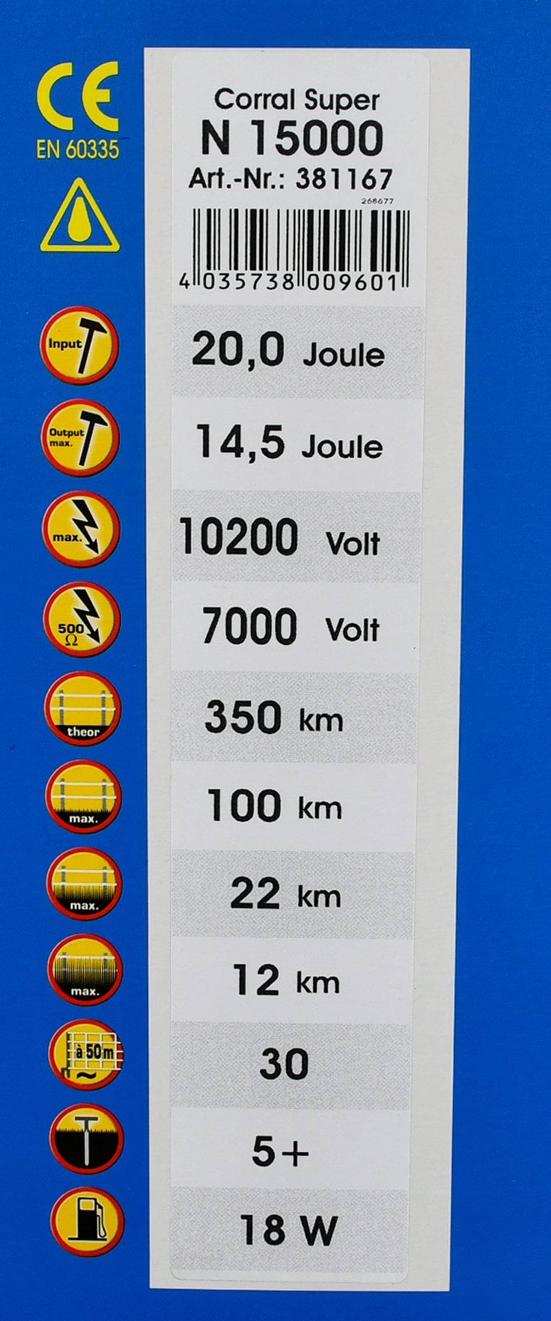 Elektryzator sieciowy Corral Super N15000 20J - obrazek 3