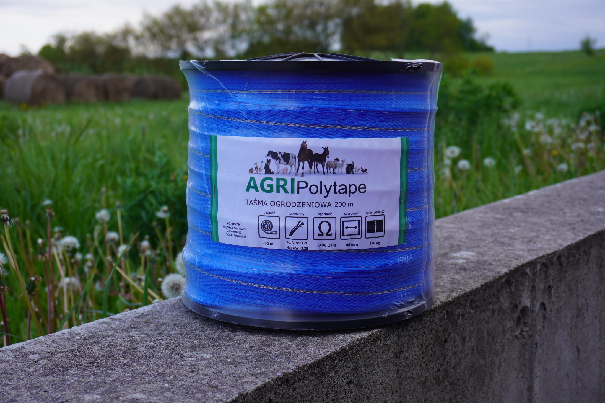 Taśma ogrodzeniowa do pastucha niebieska 40mm/200m Super mocna! - obrazek 3