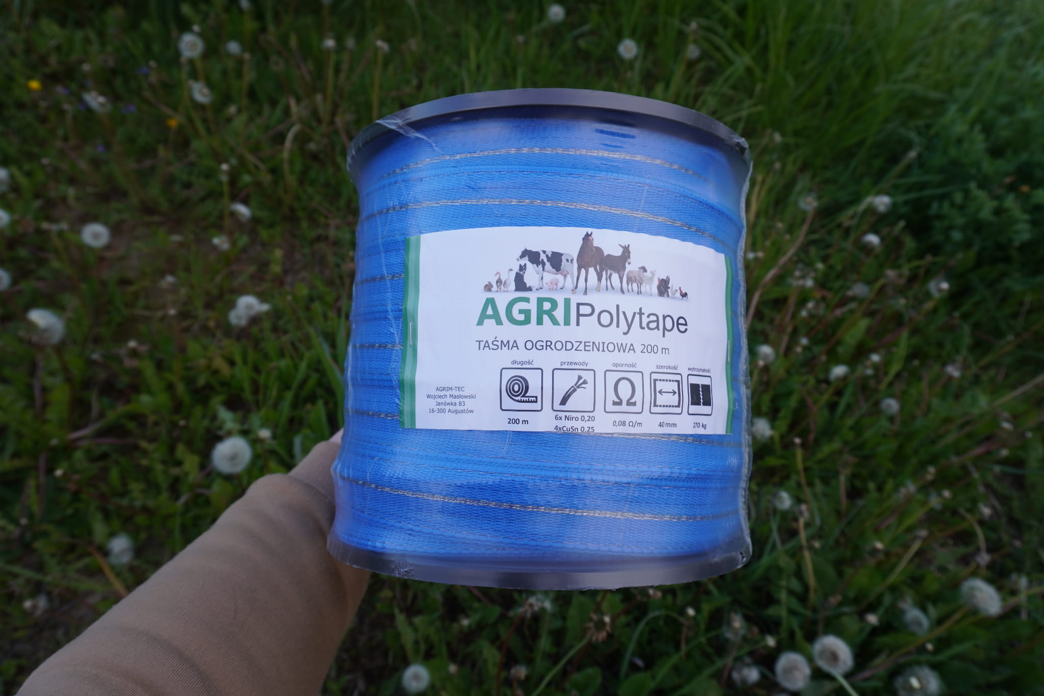 Taśma ogrodzeniowa do pastucha niebieska 40mm/200m Super mocna! - obrazek 4