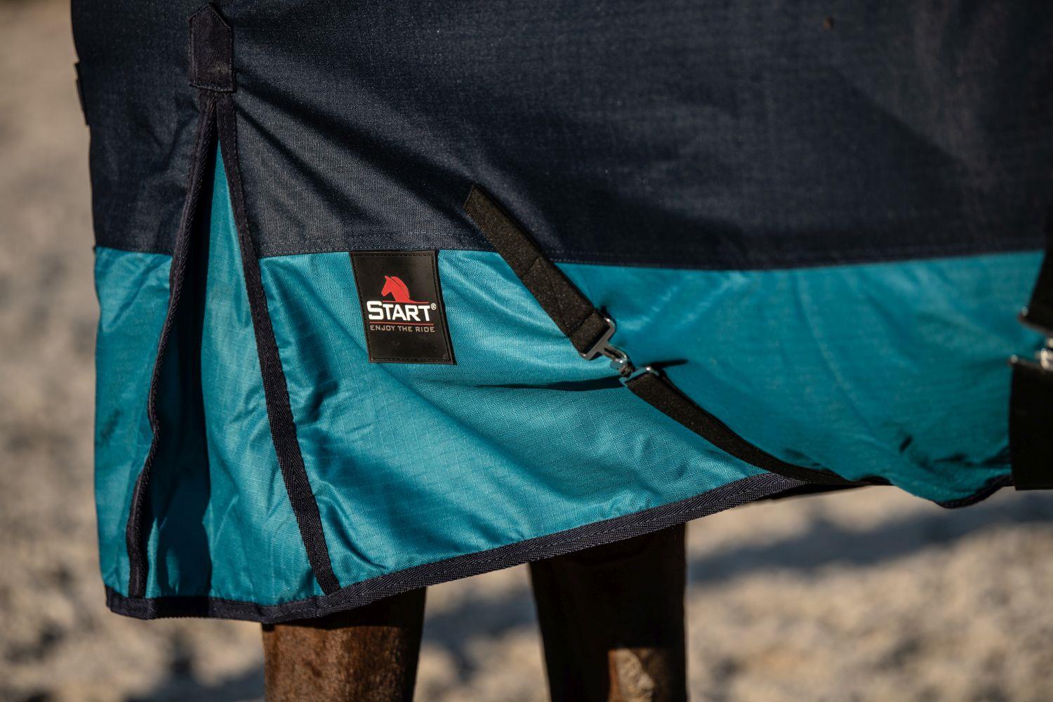 Derka START przeciwdeszczowa padokowa 2-tone 600D granatowo-turkusowa - obrazek 5