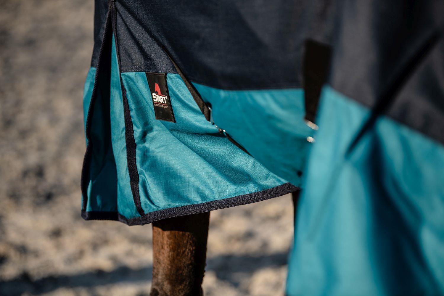 Derka START przeciwdeszczowa padokowa 2-tone 600D granatowo-turkusowa - obrazek 4