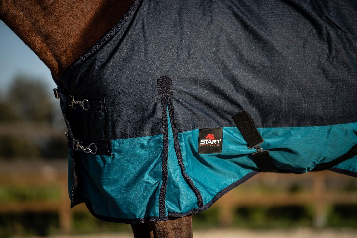 Derka START przeciwdeszczowa padokowa 2-tone 600D granatowo-turkusowa - obrazek 2